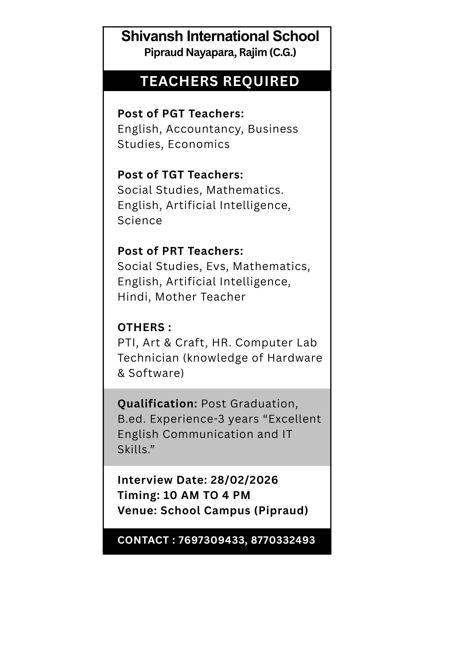 Latest News | Shivansh International School, Rajim